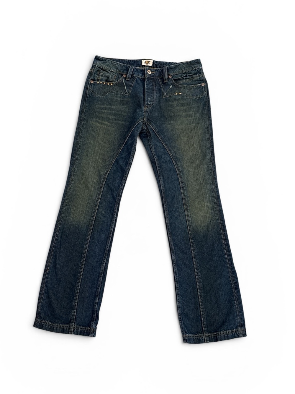 Antik Denim Flared Embellished Studded Bootcut Jeans Y2K Vintage Western Sz 34